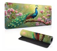 Mouse Pad, Peacock Flower-2 Mouse Mat, Extended Large Mousepad with Non-Slip Rubber Base, Comfortable Keyboard Pad, Office Desk Mat Stitched Edges, Long MousPad Waterproof, 39.4x19.7x0.12 inch 0A0-451