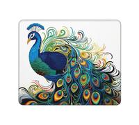 Mouse Pad Peacock Pattern Gliding Table Pad Spill-Resistant Mouse Mat For Laptop Travel Office 10X12In