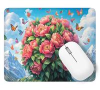 Mouse Pad Peony, Small Mouse Mat 420 x 350 mm, Desk Mat with Waterproof Design, Premium-Textured Square Mousepad Flower, Smooth Surface, Gaming Office Mousemat Keyboard Decor Gifts Christmas p1j-860