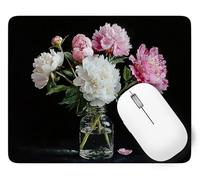 Mouse Pad Peony, Small Mouse Mat 420 x 350 mm, Desk Mat with Waterproof Design, Premium-Textured Square Mousepad Flower, Smooth Surface, Gaming Office Mousemat Keyboard Decor Gifts Christmas p1j-862