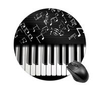 Mouse Pad, Piano Keys with Musical Notes Art Round Mouse Pad, Small Circular Design Mouses Mat for Office Laptops, for Computer Desk Wireless Mice