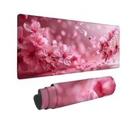 Mouse Pad Pink, Cherry Blossoms Mouse Mat 40x20x0.12inch with Stitched Edges, Large Gaming Mousepad Non-Slip Rubber Base Design, Waterproof Mousemat for Laptop Desk Office Accessories -zzg05157W7