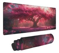 Mouse Pad Pink Desk Mat large Landscape Mouse and Keyboard Desk Mat Large 800x300mm With Anti-Slip Rubber Base Waterproof Surface Keyboard Mat With Stitched Edges Durable Materials for Office T540