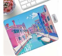 Mouse Pad Pink Small Town Gaming Mouse Pad, Mini Mousepad 340x280x3mm Ultra Thin Improves, High Precision Gaming Surface with Anti-Fray Stitched Edges, for Laser and Optical Mice Portable d0d-494