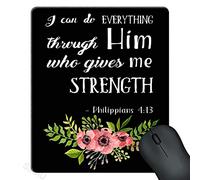 Mouse Pad Pink Watercolor Flowers Art Bible Verse Scripture Quotes Philippians - I Can Do Everything Through Him Who Gives Me Strength