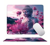 Mouse Pad Pink Zen, Mini Gaming Mouse Pad 340x280mm, Non-Slip Rubber Base for Stable Grip on Smooth Surfaces, Improved Precision and Speed, with Anti-Fray Stitched Edges for Home Office s0z-287