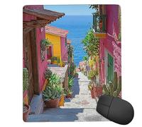Mouse Pad Plant Town Small Mouse Mat 42x35 cm with Stitched Edge, Waterproof Mousepad Smooth Surface Premium-Textured Mousepad with Non-Slip Rubber Base, for PC Laptop Office small Desk Mat uk-1188