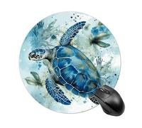 Mouse Pad Portable Round Computer Mouse Mat Cute Gaming Mousepad | Sea Turtle-Blue Round Mouse Pad with Non-Slip Rubber Base for Laptop, PC, Office & Home, 7.8 x 7.8 inches
