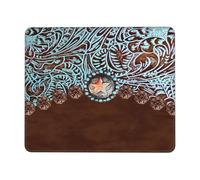 Mouse Pad Primitive Rustic Western Country Cowboy Brown Cyan Desk Pad With Stitched Edges Gaming Mousepad With Anti-Slip Rubber Base For Home Office Desk 25X30Cm