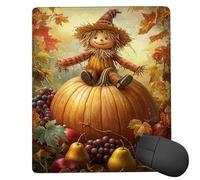 Mouse Pad Pumpkin Scarecrow Small Mouse Mat 18x22 cm with Stitched Edge, Waterproof Mousepad Smooth Surface Mousepad with Non-Slip Rubber Base, for PC Laptop Office Small Desk Mat, Gifts for Men uk749