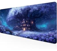 Mouse Pad Purple Gaming Mouse Pad Tree House Large Desk Mat 800x400x3mm,Work From Home Essentials Non-Slip Rubber Base Special Textured Water-Resistant Surface Wear-Resistant For Office Laptop Y1-80