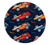 Mouse Pad, Race Cars Seamless Pattern Round Computer Mousepad Non-Slip Base, Gaming Mouse Mat for Laptop Office Home, 10 x 10 Inch