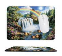 Mouse Pad Rainbow Waterfall Small Mouse Mat 34x28 cm with Stitched Edge, Waterproof Mousepad Smooth Surface Mousepad with Non-Slip Rubber Base, for PC Laptop Office Small Desk Mat, Gifts for Men uk-45