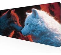 Mouse Pad Red Gaming Mouse Pad Wolf Large Desk Mat 1600x800x3mm,Work From Home Essentials Non-Slip Rubber Base Special Textured Water-Resistant Surface Wear-Resistant For Office Computer,Laptop Y1-478