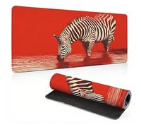 Mouse Pad, Red Zebra Mouse Mat, Extended Large Mousepad with Non-Slip Rubber Base, Comfortable Keyboard Pad, Office Desk Mat with Stitched Edges, Long MousPad Waterproof, 27.5x11.8x0.12 inch 0A0-250