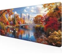 Mouse Pad River Gaming Mouse Pad City Large Desk Mat 800x400x3mm,Work From Home Essentials Non-Slip Rubber Base Special Textured Water-Resistant Surface Wear-Resistant For Office Computer,Laptop Y1-59