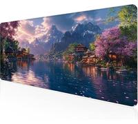 Mouse Pad River Gaming Mouse Pad Small Town Large Desk Mat 600x400x3mm,Work From Home Essentials Non-Slip Rubber Base Special Textured Water-Resistant Surface Wear-Resistant For Office Laptop Y1-938