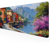 Mouse Pad River Gaming Mouse Pad Small Town Large Desk Mat 600x400x3mm,Work From Home Essentials Non-Slip Rubber Base Special Textured Water-Resistant Surface Wear-Resistant For Office Laptop Y1-516