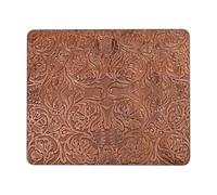 Mouse Pad Rustic Western Country Flower Cowboy Brown Tooled Leather Mouse Pads For Desk Waterproof Gaming Mousepad With Stitched Edges For Office Home Wireless Mouse 25X30Cm