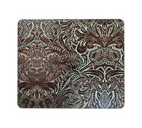 Mouse Pad Rustic Western Country Tooled Leather Flower Desktop Mouse Pad Waterproof Pc And Mac Gaming Accessories With Stitched Edges For Home Desk Office 25X30Cm