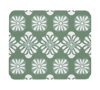 Mouse Pad, Sage Green and White Floral Shapes Washable Computer Mousepad Non-Slip Rubber Base, Thick Gaming Mouse Mat for Laptop, Office & Home, 8.3 x 9.8 inch
