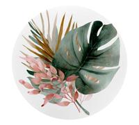 Mouse Pad, Sage Green Tropical Foliage and Pink Branches Round Computer Mousepad Non-Slip Base, Gaming Mouse Mat for Laptop Office Home, 10 x 10 Inch