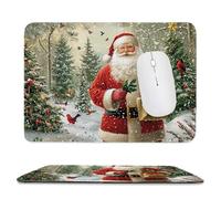 Mouse Pad Santa Claus Small Mouse Mat 42x35 cm with Stitched Edge, Waterproof Mousepad Smooth Surface Premium-Textured Mousepad with Non-Slip Rubber Base, for PC Laptop Office small Desk Mat uk-921