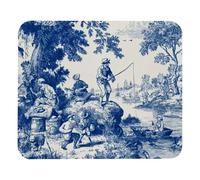 Mouse Pad scenes of fishing in Toile de Jouy style (6) Computer Mouse Mat with Anti-Slip Rubber Base, Easy Gliding, Spill-Resistant Surface, Durable Portable