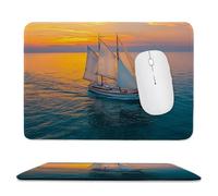 Mouse Pad Sea Sailboat Small Mouse Mat 18x22 cm with Stitched Edge, Waterproof Mousepad Smooth Surface Premium-Textured Mousepad with Non-Slip Rubber Base, for PC Laptop Office small Desk Mat uk-313