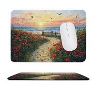 Mouse Pad Sea View Flowers Small Mouse Mat 18x22 cm with Stitched Edge, Waterproof Mousepad Smooth Surface Mousepad with Non-Slip Rubber Base, for PC Laptop Office Small Desk Mat, Gifts for Men uk-300