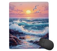 Mouse Pad Seagulls On The Waves, Small Mouse Mat 29 x 24 cm with Non-Slip Rubber Base, Waterproof Mousepad, Gaming Mousemat for Women Men Laptops Keyboard Tray Home Traveling Office Accessories d-277