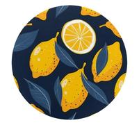 Mouse Pad, Seamless Lemons Fruits Summer Background Round Computer Mousepad Non-Slip Base, Gaming Mouse Mat for Laptop Office Home, 10 x 10 Inch