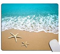 Mouse Pad, Seashell Starfish Sand Teal Seawater Beach Mouse Pad, Washable Square Cloth Mousepad for Office Laptop, Non-Slip Rubber Base Mouse Pads for Wireless Mouse, 7.9 x 9.5 in