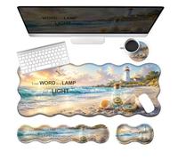 Mouse Pad Set with Wrist Rest,Psalm 119:105 Lighthouse Desk Mat
