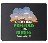 Mouse Pad She Is More Precious Proverbs 3:15 Inspirational Quotes Christianty Scripture Jesus Prayer Religious Mouse Mats Soft Mousepad Durable Desk Mat For Computers Work Office 25X30CM