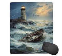 Mouse Pad Ship Lighthouse, Small Mouse Mat 24 x 20 cm with Non-Slip Rubber Base, Waterproof Mousepad, Gaming Mousemat for Women Kids Men Laptops Keyboard Tray Home Traveling Office Accessories d-99