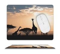 Mouse Pad, Silhouette Of Giraffes On Grass Ergonomic Mouse Mat Multifunctional Gaming Mousepad For Home Studying Laptop 25X30Cm