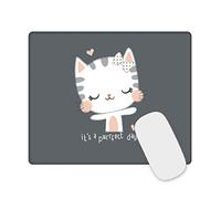 Mouse Pad Small Mousepad with Stitched Edge, ToLuLu Rectangle Gaming Mouse Mat Customized Art Non Slip Rubber Mini Cute Mouse Pads for Computer, Laptop Office Home School, Grey and Cat