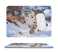 Mouse Pad Snow Leopard Small Mouse Mat 18x22 cm with Stitched Edge, Waterproof Mousepad Smooth Surface Premium-Textured Mousepad with Non-Slip Rubber Base, for PC Laptop Office small Desk Mat uk-1081