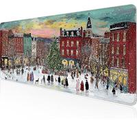 Mouse Pad Snow Season Gaming Mouse Pad Small Town Large Desk Mat 800x400x3mm,Work From Home Essentials Non-Slip Rubber Base Special Textured Water-Resistant Surface Wear-Resistant For Laptop Y1-182