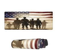 Mouse Pad Soldiers American Flag Large Mouse Pads Stitched Edges Writing Mat, For Travel, Study, Computer, 80x30cm