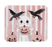 Mouse Pad, Specter Pumpkin Bat Pink Stripes Comfortable Mousepads Washable Office Mousepad For Studying Home Gamer 25X30Cm