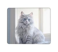 Mouse Pad Square Cute Mouse Pads for Wireless Long Haired Cat Mouse Mat with Non-Slip Rubber Base Washable Computer Mousepads Small Mouse pad for Home Office Gaming Working Desk Decor 8.3 x 10.3 in