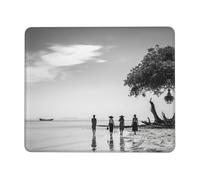 Mouse Pad Square Cute Mouse Pads for Wireless People on The Beach Mouse Mat with Non-Slip Rubber Base Washable Computer Mousepads Small Mouse pad for Home Office Gaming Working Desk Decor 7 x 8.6 in