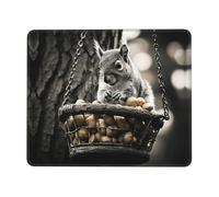 Mouse Pad Square Cute Mouse Pads for Wireless Squirrel in Basket Mouse Mat with Non-Slip Rubber Base Washable Computer Mousepads Small Mouse pad for Home Office Gaming Working Desk Decor 10 x 12 inch