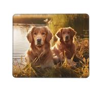Mouse Pad Square Cute Mouse Pads for Wireless Two Golden Retrievers Mouse Mat with Non-Slip Rubber Base Washable Computer Mousepads Small Mouse pad for Home Office Gaming Working Desk Decor 7 x 8.6 in