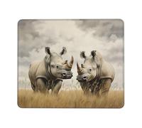 Mouse Pad Square Cute Mouse Pads for Wireless Two Rhinos Mouse Mat with Non-Slip Rubber Base Washable Computer Mousepads Small Mouse pad for Home Office Gaming Working Desk Decor 7 x 8.6 in