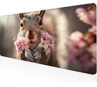 Mouse Pad Squirrel Gaming Mouse Pad Flowers Large Desk Mat 1000x400x3mm,Work From Home Essentials Non-Slip Rubber Base Special Textured Water-Resistant Surface Wear-Resistant For Office Laptop Y1-165