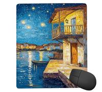 Mouse Pad Starry Sky Village, Small Mouse Mat 24 x 20 cm with Non-Slip Rubber Base, Waterproof Mousepad, Gaming Mousemat for Women Kids Men Laptops Keyboard Tray Home Traveling Office Accessories d877