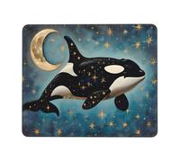 Mouse Pad Starry Sky Whales Small Mouse Mat 24 x 28cm with Non-Slip Rubber Base, Waterproof Mousepad, Gaming Mousemat for Women Kids Men Laptops Keyboard Tray Home Traveling Office Accessories D-945